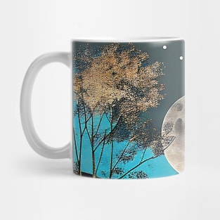 Golden-Leaved Trees Framing a Full Silver Moon Mug